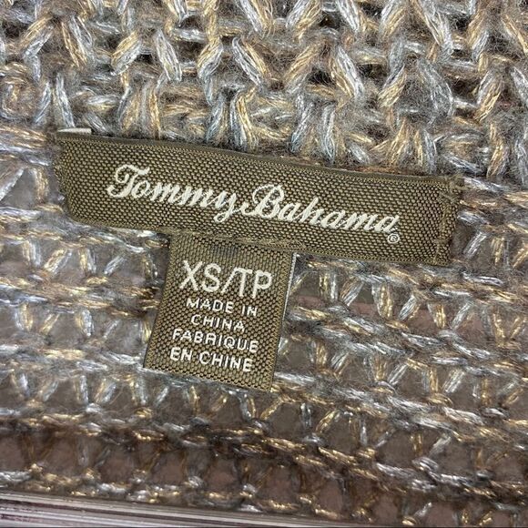Tommy Bahama Melifont Cowl Neck Pullover Sweater Taupe Metallic XS 3/4 Sleeve - Picture 10 of 11